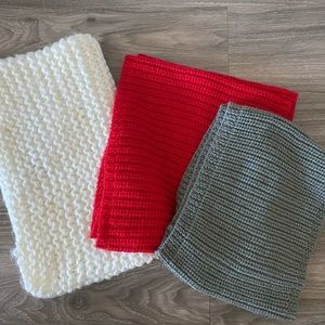 Infinity Scarves Set Knit (Cream, Red, Grey)